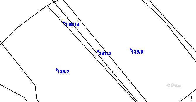 Parcela st. 281/3 v KÚ Úsuší, Katastrální mapa