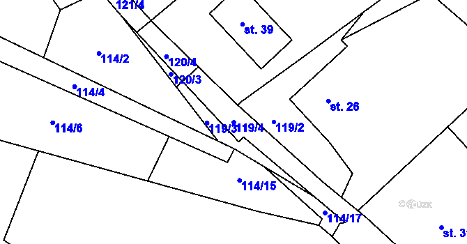 Parcela st. 119/4 v KÚ Úsuší, Katastrální mapa