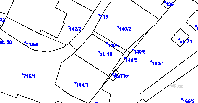 Parcela st. 15 v KÚ Dolní Vysoké I, Katastrální mapa