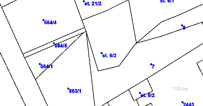 Parcela st. 6/2 v KÚ Habřina u Úštěku, Katastrální mapa
