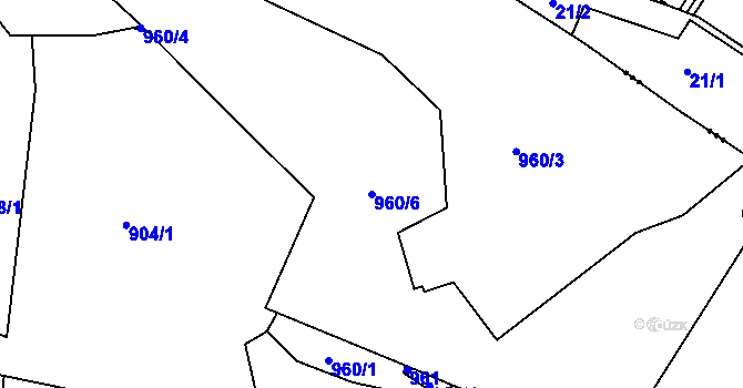 Parcela st. 960/6 v KÚ Habřina u Úštěku, Katastrální mapa