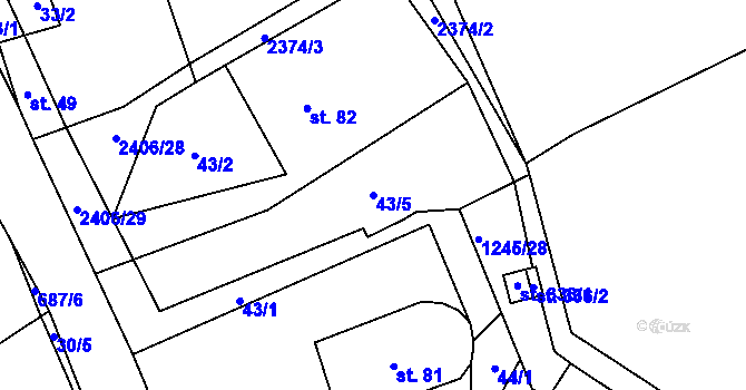 Parcela st. 43/5 v KÚ Habřina u Úštěku, Katastrální mapa