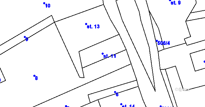 Parcela st. 11 v KÚ Lhota u Úštěku, Katastrální mapa