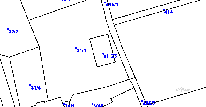 Parcela st. 23 v KÚ Lhota u Úštěku, Katastrální mapa