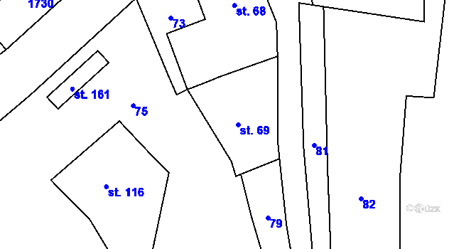 Parcela st. 69 v KÚ Lukov u Úštěku, Katastrální mapa