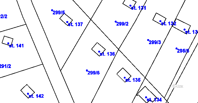 Parcela st. 136 v KÚ Lukov u Úštěku, Katastrální mapa