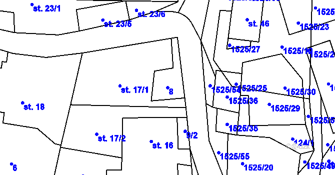 Parcela st. 8 v KÚ Lukov u Úštěku, Katastrální mapa