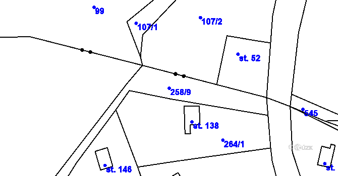 Parcela st. 258/9 v KÚ Lukov u Úštěku, Katastrální mapa