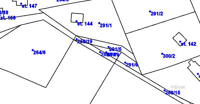 Parcela st. 258/14 v KÚ Lukov u Úštěku, Katastrální mapa