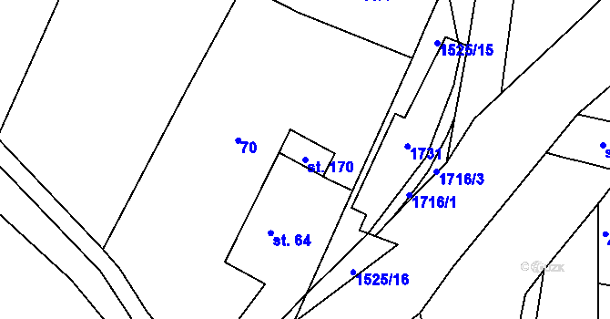 Parcela st. 170 v KÚ Lukov u Úštěku, Katastrální mapa