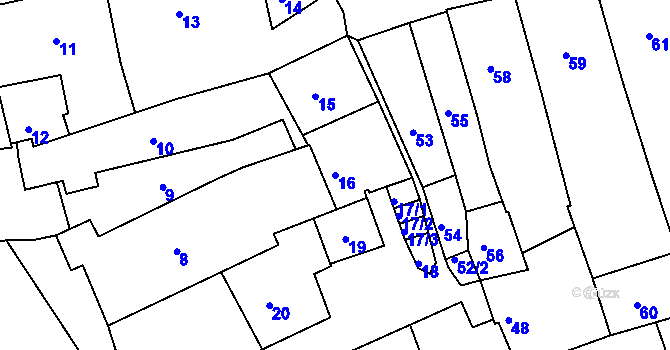 Parcela st. 16 v KÚ Úštěk, Katastrální mapa