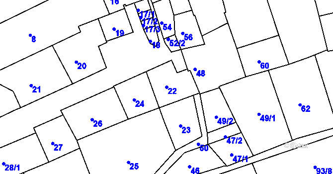 Parcela st. 22 v KÚ Úštěk, Katastrální mapa