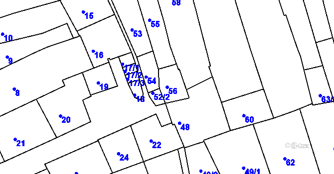 Parcela st. 56 v KÚ Úštěk, Katastrální mapa