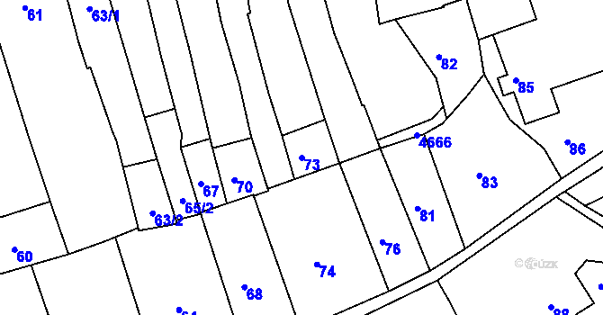 Parcela st. 73 v KÚ Úštěk, Katastrální mapa