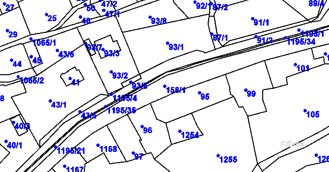 Parcela st. 158/1 v KÚ Úštěk, Katastrální mapa