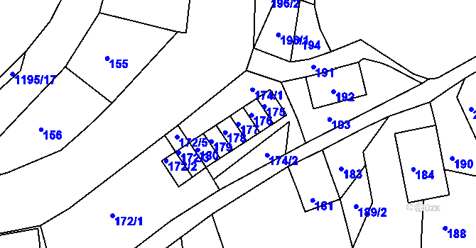 Parcela st. 177 v KÚ Úštěk, Katastrální mapa