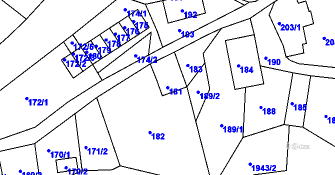 Parcela st. 181 v KÚ Úštěk, Katastrální mapa