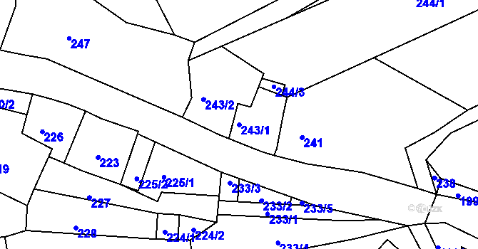 Parcela st. 243/1 v KÚ Úštěk, Katastrální mapa