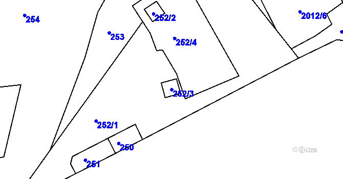Parcela st. 252/3 v KÚ Úštěk, Katastrální mapa