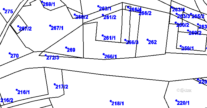 Parcela st. 266/1 v KÚ Úštěk, Katastrální mapa