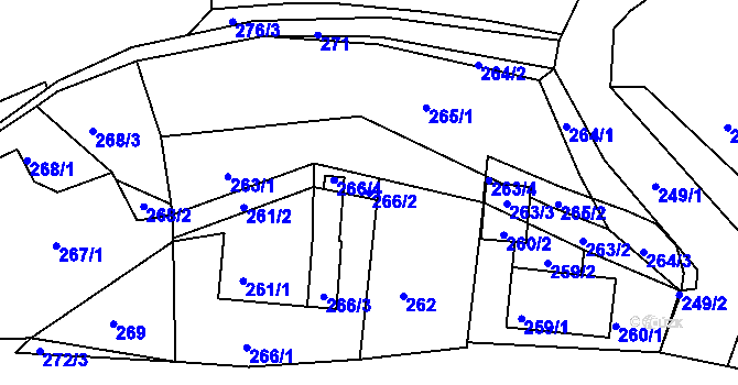 Parcela st. 266/2 v KÚ Úštěk, Katastrální mapa