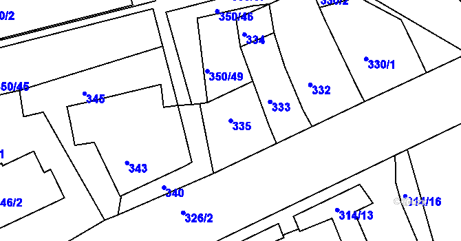 Parcela st. 335 v KÚ Úštěk, Katastrální mapa