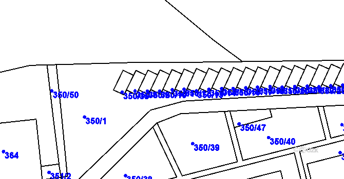 Parcela st. 350/11 v KÚ Úštěk, Katastrální mapa