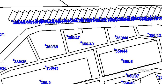 Parcela st. 350/40 v KÚ Úštěk, Katastrální mapa