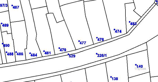 Parcela st. 477 v KÚ Úštěk, Katastrální mapa