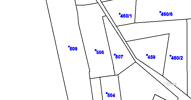 Parcela st. 506 v KÚ Úštěk, Katastrální mapa
