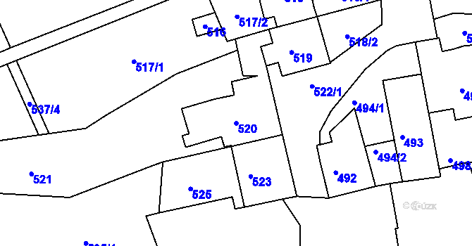Parcela st. 520 v KÚ Úštěk, Katastrální mapa