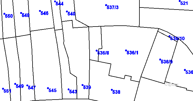 Parcela st. 536/8 v KÚ Úštěk, Katastrální mapa