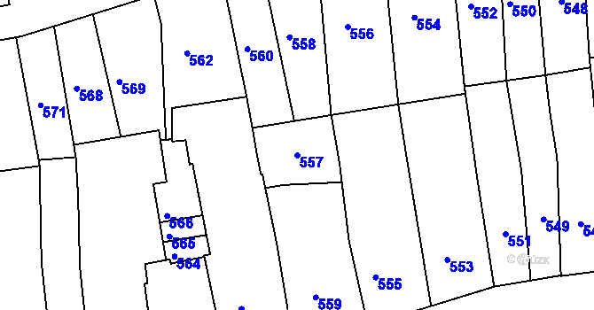 Parcela st. 557 v KÚ Úštěk, Katastrální mapa
