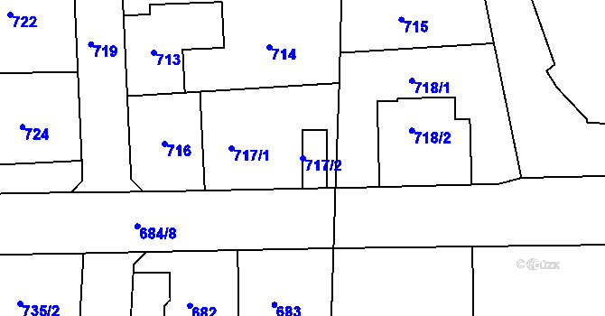 Parcela st. 717/2 v KÚ Úštěk, Katastrální mapa
