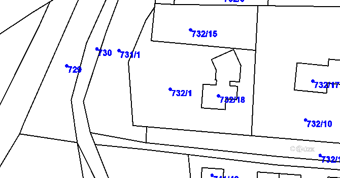 Parcela st. 732/1 v KÚ Úštěk, Katastrální mapa