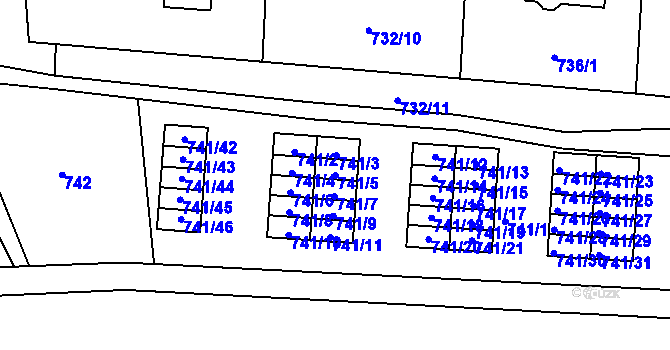 Parcela st. 741/5 v KÚ Úštěk, Katastrální mapa