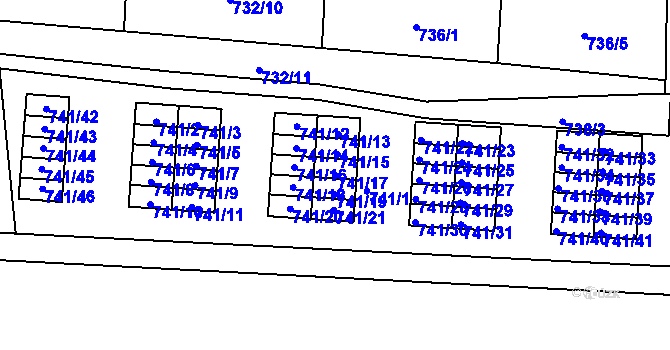 Parcela st. 741/17 v KÚ Úštěk, Katastrální mapa