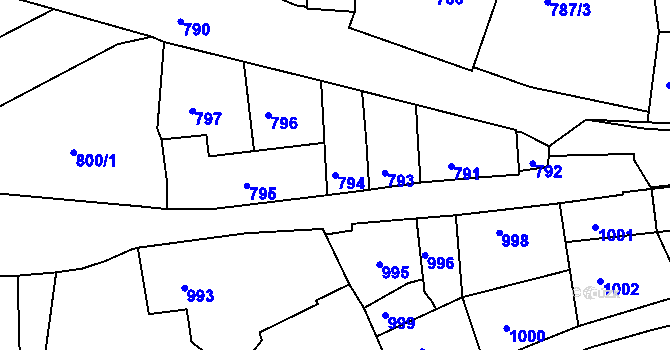 Parcela st. 794 v KÚ Úštěk, Katastrální mapa