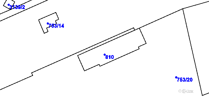 Parcela st. 810 v KÚ Úštěk, Katastrální mapa