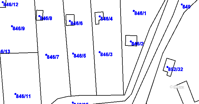 Parcela st. 846/3 v KÚ Úštěk, Katastrální mapa