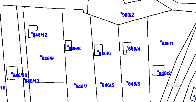 Parcela st. 846/6 v KÚ Úštěk, Katastrální mapa