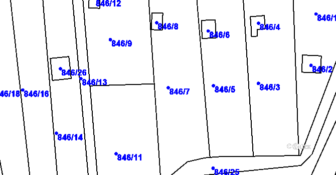 Parcela st. 846/7 v KÚ Úštěk, Katastrální mapa