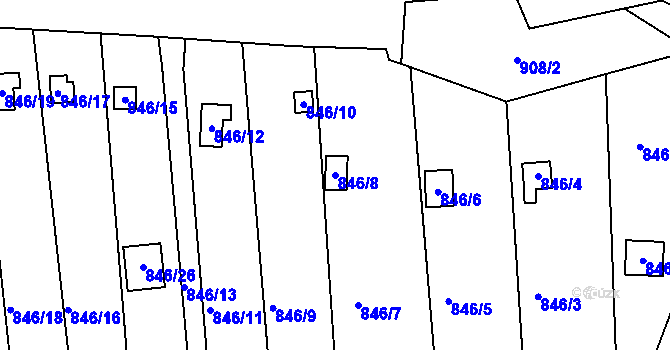 Parcela st. 846/8 v KÚ Úštěk, Katastrální mapa
