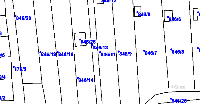 Parcela st. 846/11 v KÚ Úštěk, Katastrální mapa
