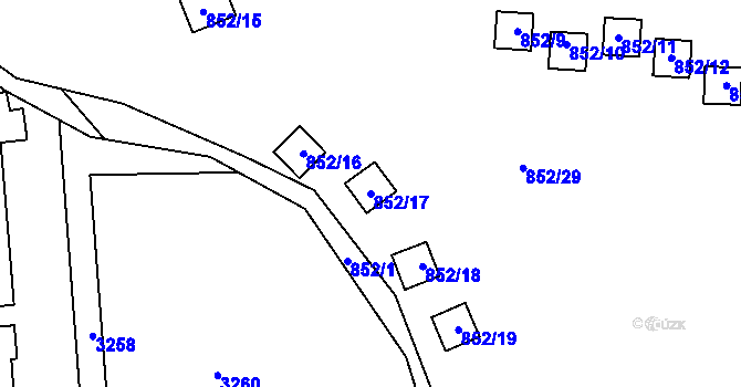 Parcela st. 852/17 v KÚ Úštěk, Katastrální mapa