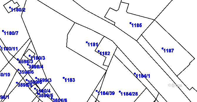 Parcela st. 1182 v KÚ Úštěk, Katastrální mapa