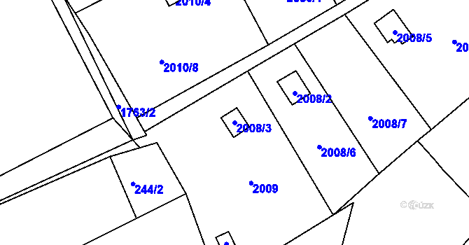 Parcela st. 2008/3 v KÚ Úštěk, Katastrální mapa