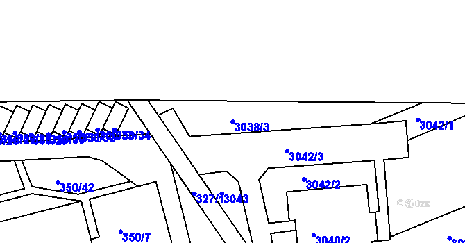 Parcela st. 3038/3 v KÚ Úštěk, Katastrální mapa