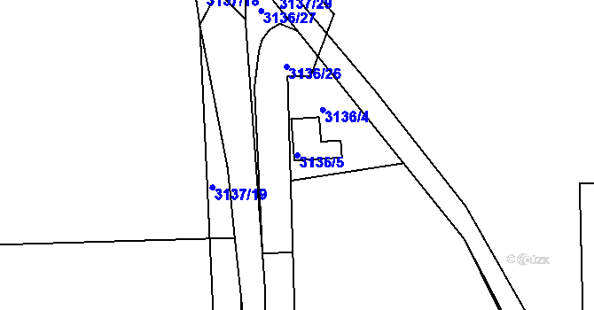 Parcela st. 3136/5 v KÚ Úštěk, Katastrální mapa