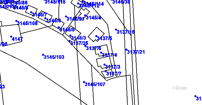 Parcela st. 3137/4 v KÚ Úštěk, Katastrální mapa